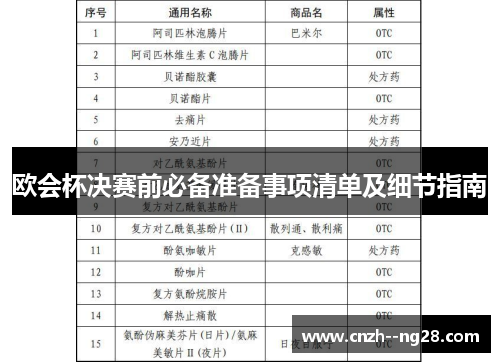 欧会杯决赛前必备准备事项清单及细节指南