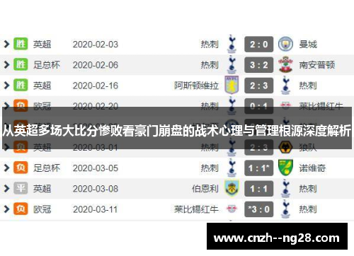 从英超多场大比分惨败看豪门崩盘的战术心理与管理根源深度解析